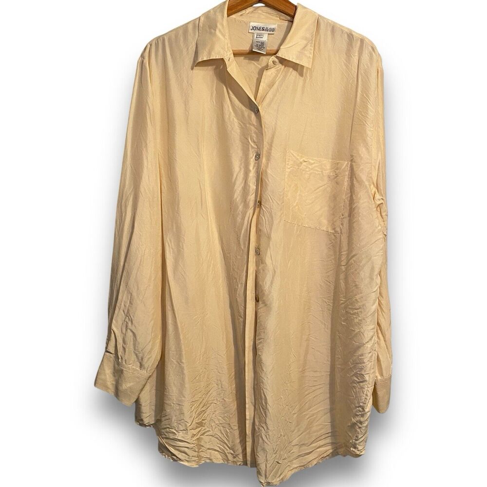 Y2K 100% Silk Long Sleeve Blouse, Large